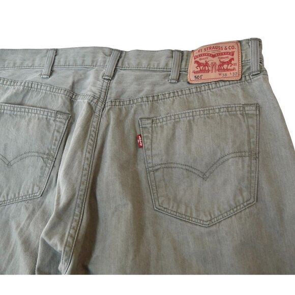 Levis 501 Button Fly Straight Leg Mens 38x32 (33x30 actual) Green Gray - Picture 4 of 7